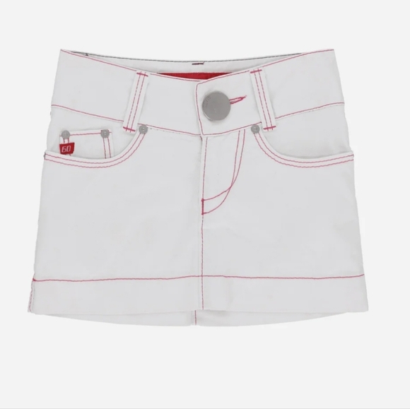 Vintage Miss Sixty Y2K Mini Jean Skirt White with pink stitching Size Small - Picture 1 of 15